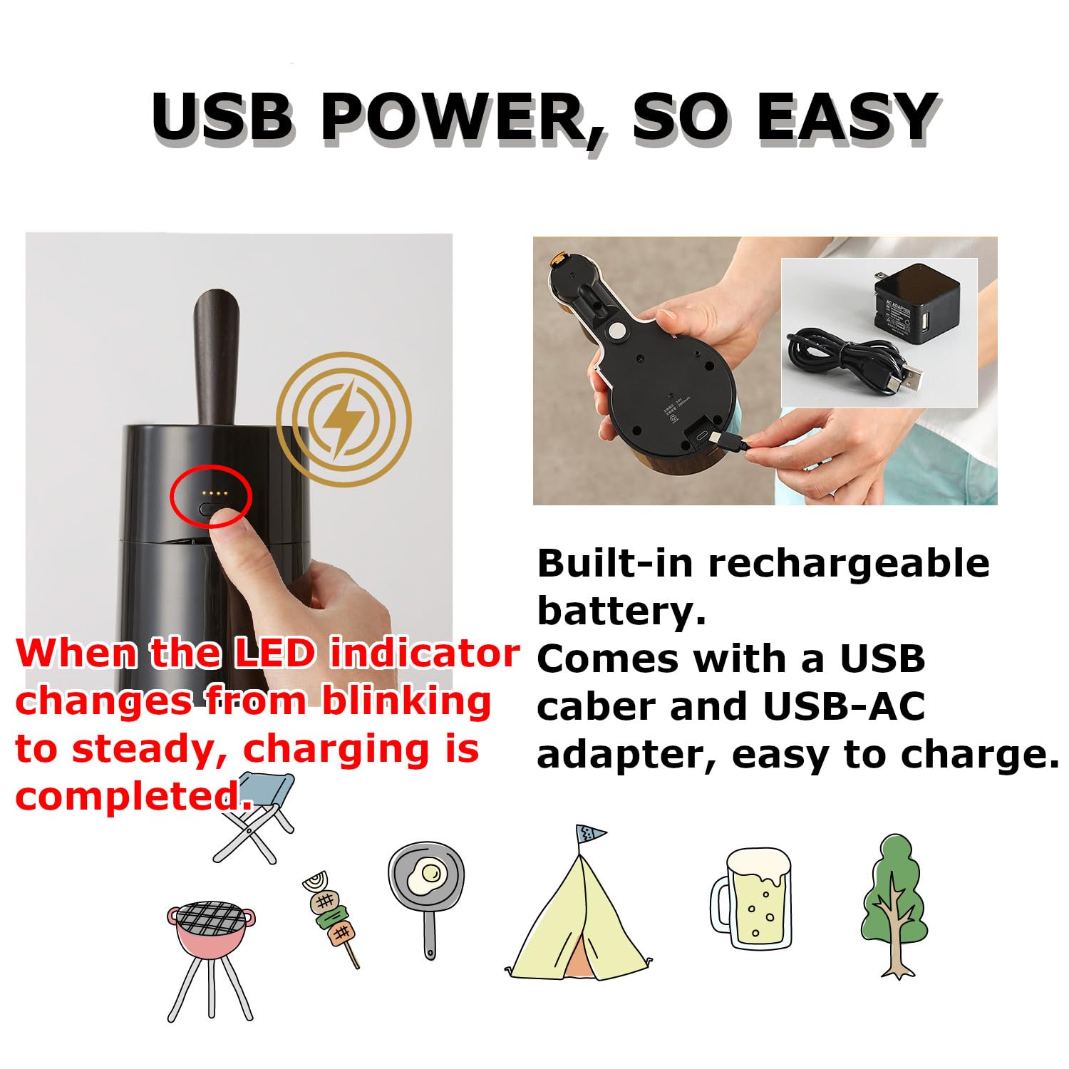 Green House portátil con USB recargable para uso exterior.