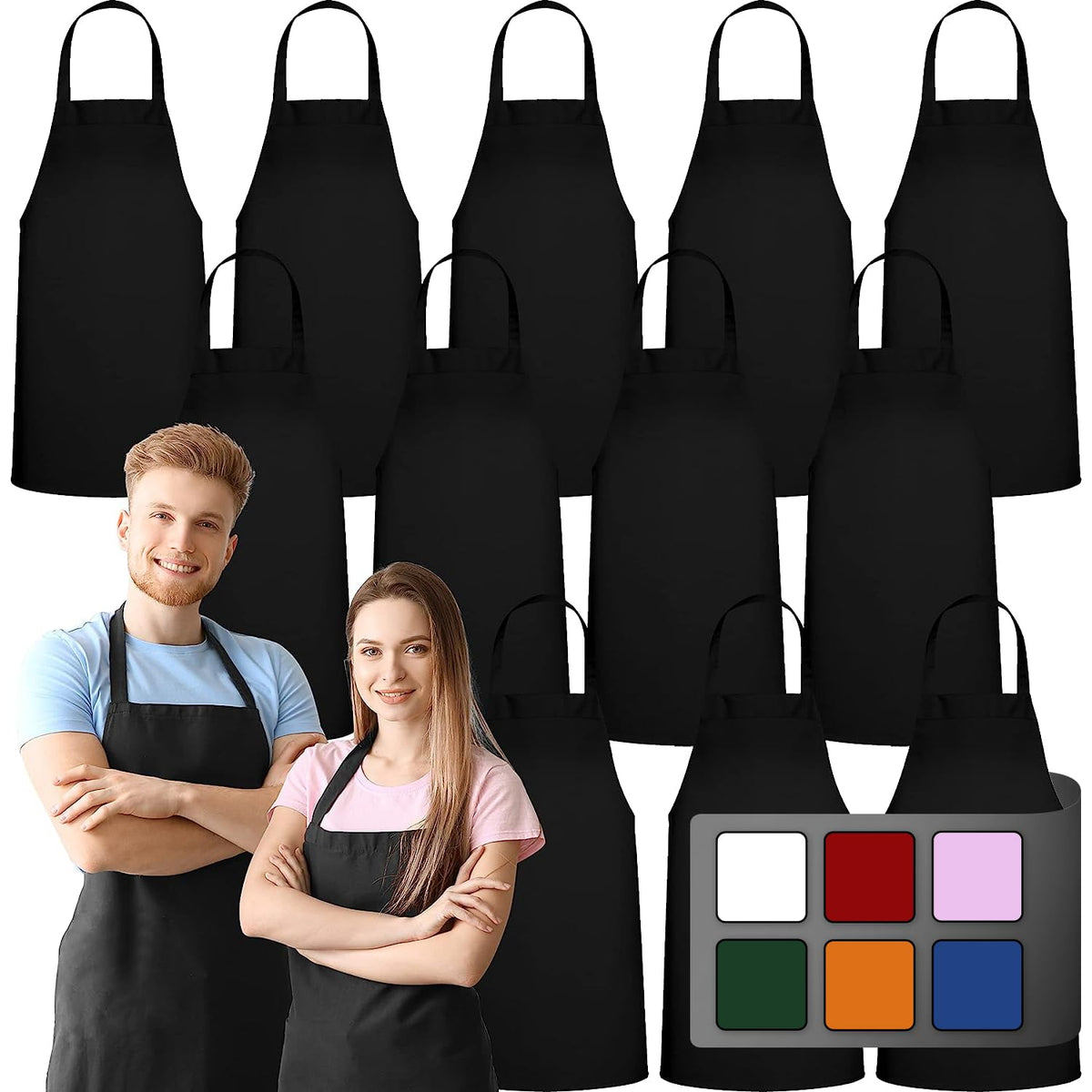 GREEN LIFESTYLE delantal bib pack 12 negro: protección duradera para cocinar en casa.