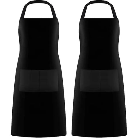 GREEN LIFESTYLE delantal chef paquete de 2 bolsillos negro para uso intenso en cocina