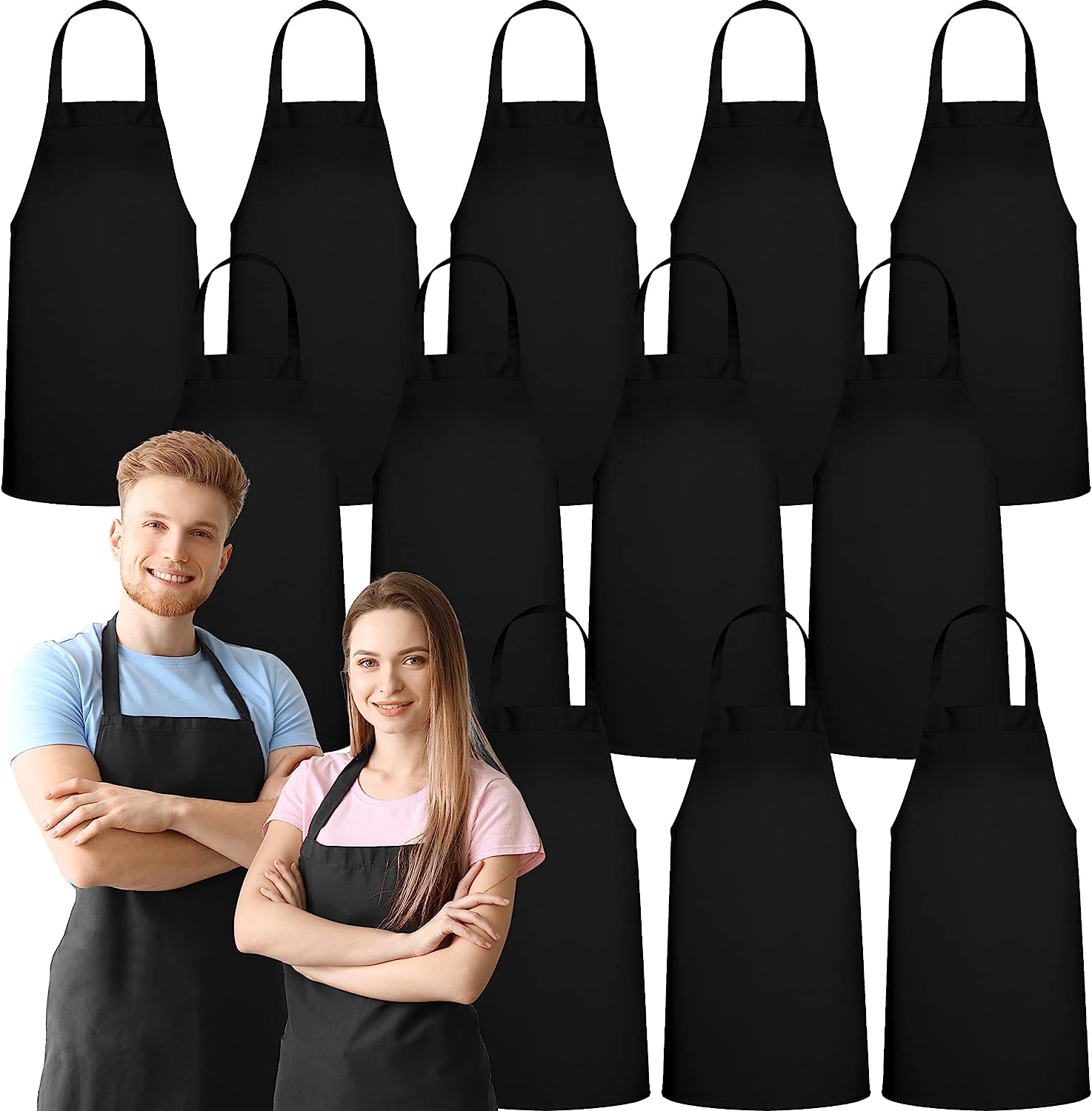 GREEN LIFESTYLE delantal sin bolsillos negro: opción versátil para cocineros hogareños.