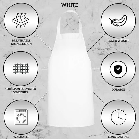 Delantal Unisex GREEN LIFESTYLE blanco, ajuste cómodo para cocinar y hornear.