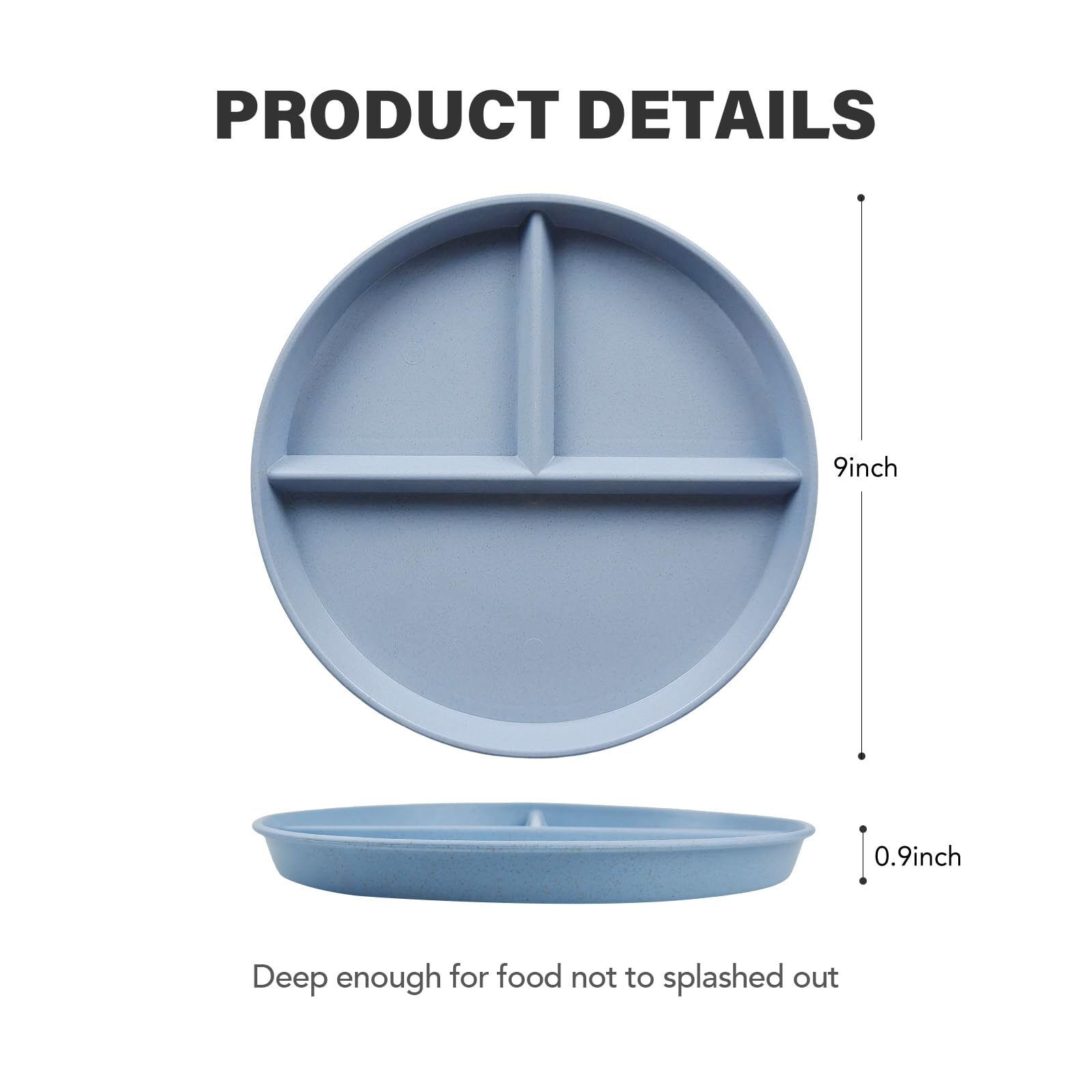 greenandlife plato dividido 9 pulgadas azul celeste ideal para comidas equilibradas.