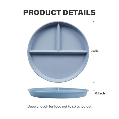 greenandlife plato dividido 9 pulgadas azul celeste ideal para comidas equilibradas.