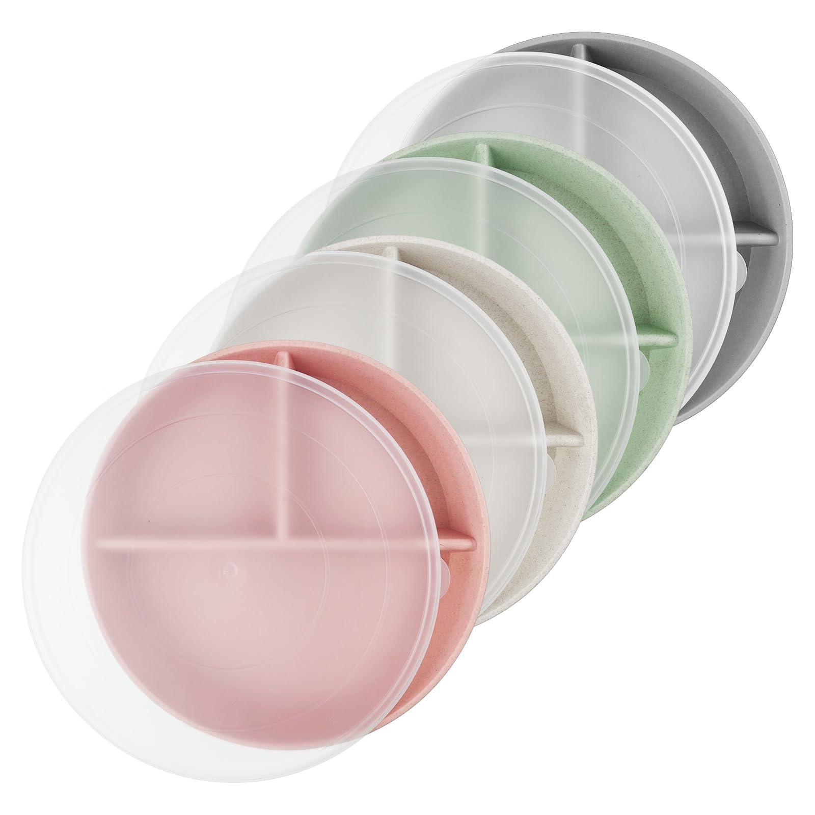 Greenandlife plato dividido de 9 pulgadas con tapas para porciones y almacenamiento