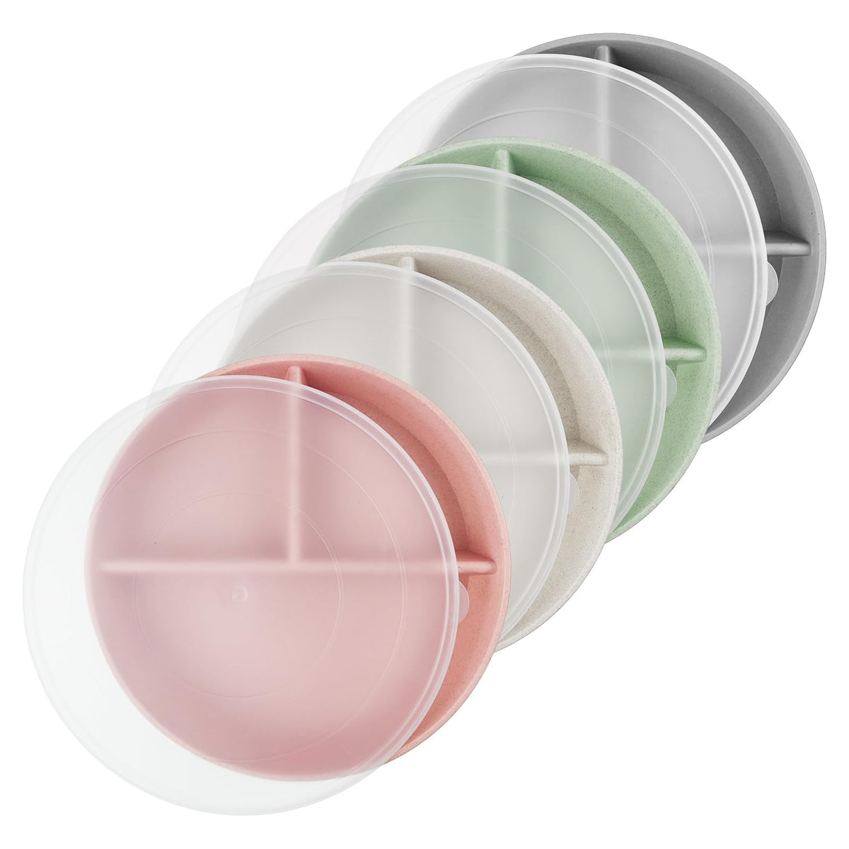 Greenandlife plato dividido de 9 pulgadas con tapas para porciones y almacenamiento