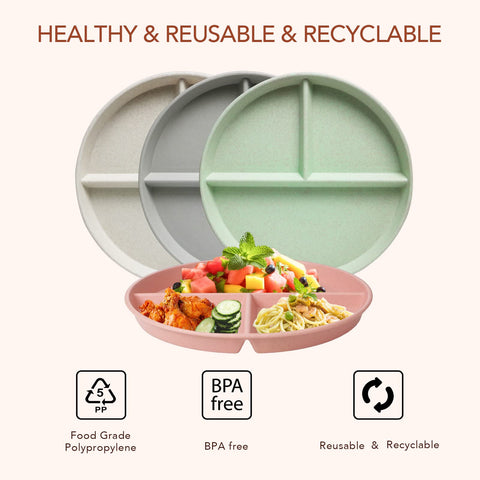 greenandlife plato dividido 9 pulgadas gris, ideal para comidas para toda la familia.