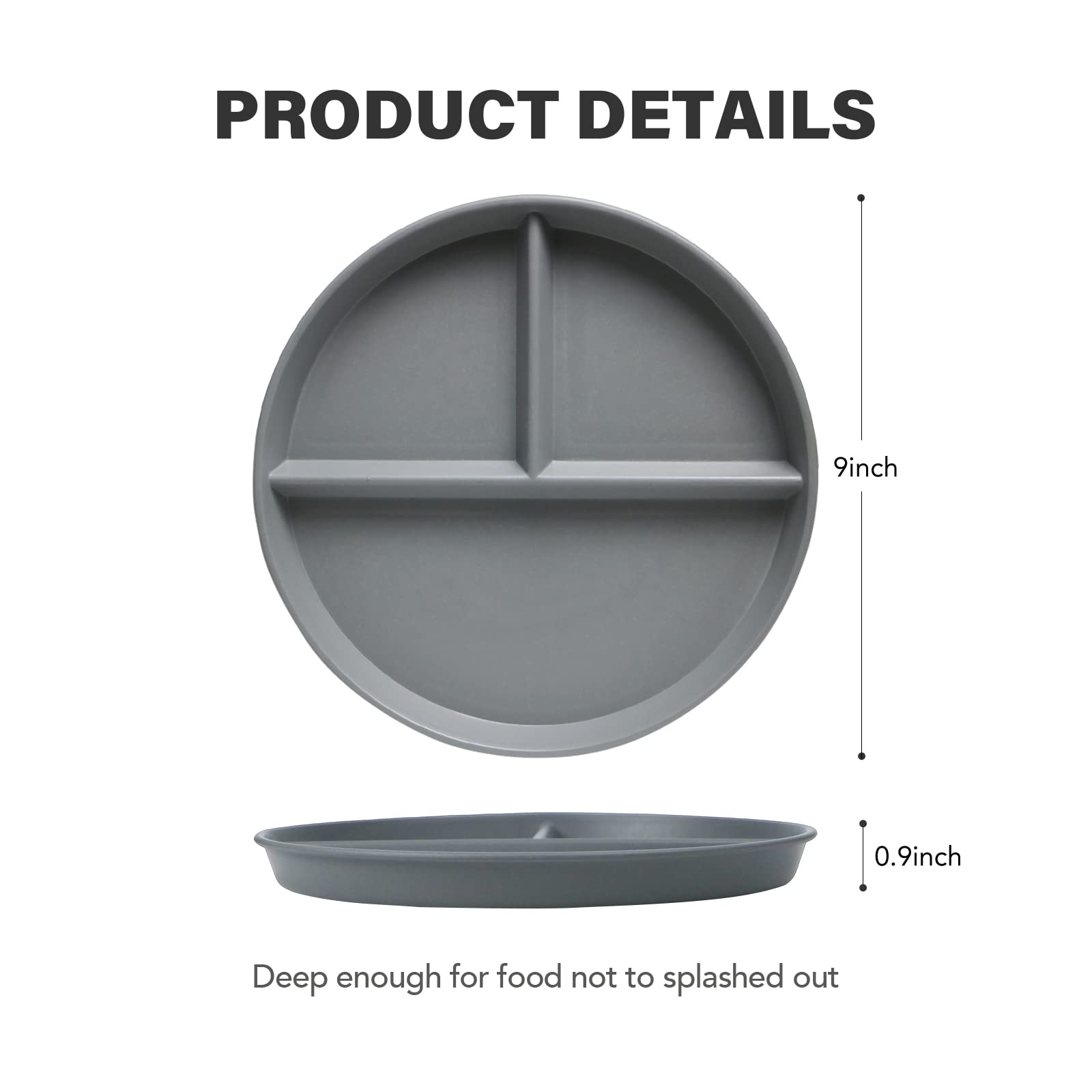 greenandlife plato dividido 9pulgadas, 3 compartimentos para control de porciones