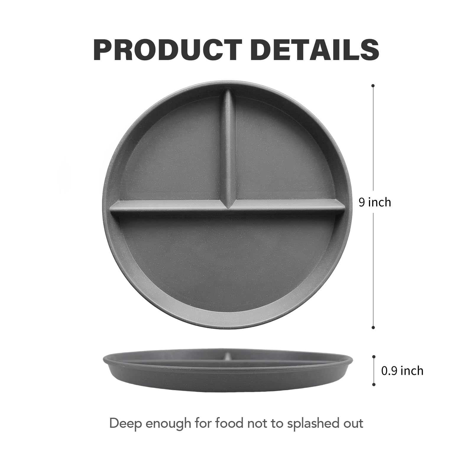 Greenandlife, plato dividido 9 pulgadas en rosa empolvado para almuerzos prácticos y escolares.