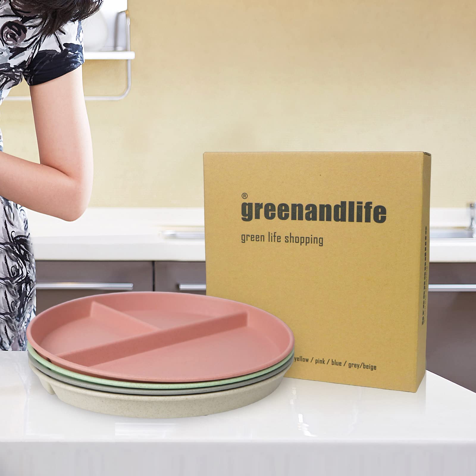 greenandlife plato dividido microondas, calentamiento rápido de porciones.