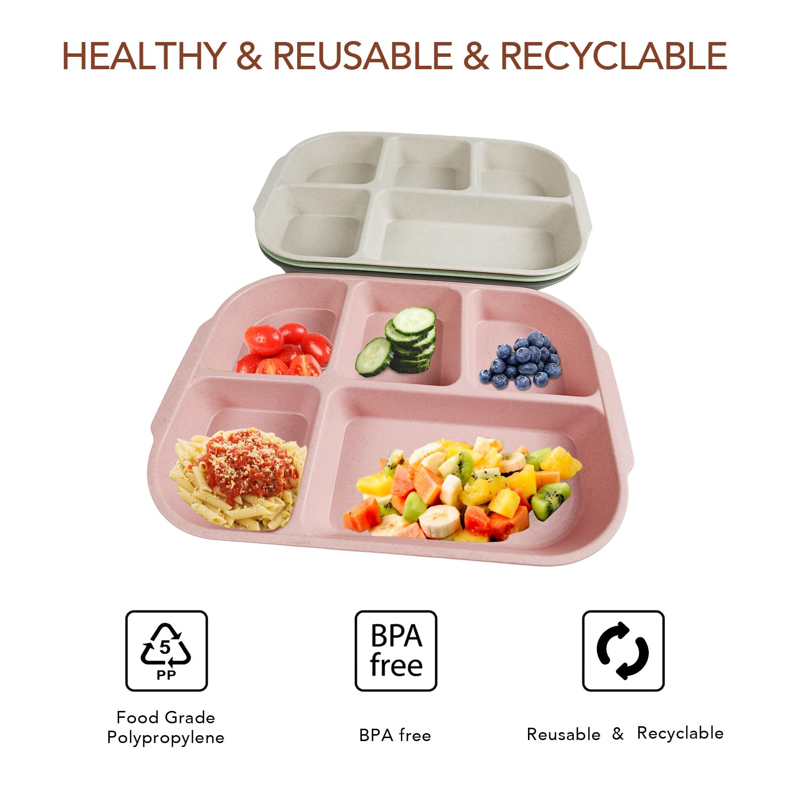 Greenandlife plato dividido gris, perfecto para excursiones y salidas