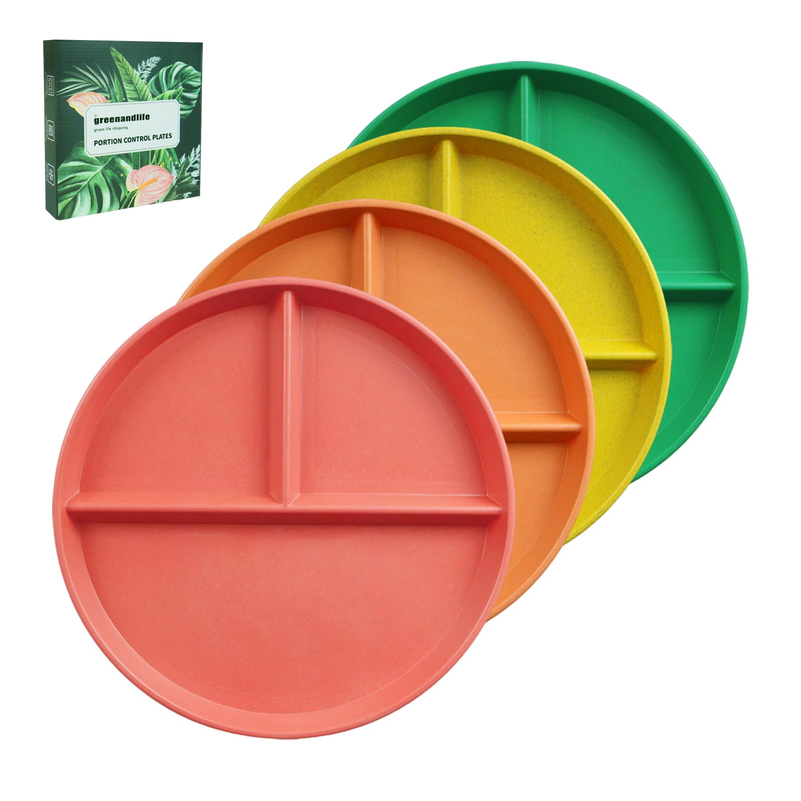 Greenandlife plato dividido 9 pulgadas, segmentos para porciones equilibradas
