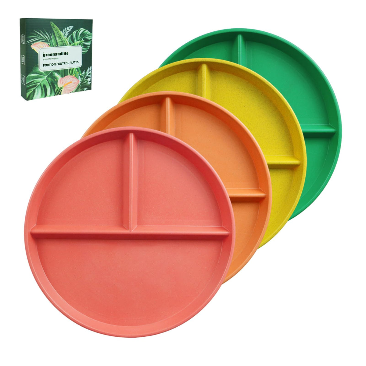 Greenandlife plato dividido 9 pulgadas, segmentos para porciones equilibradas