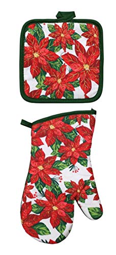 Greenbrier Poinsettia: guante para horno resistente al calor para cocinar con seguridad.