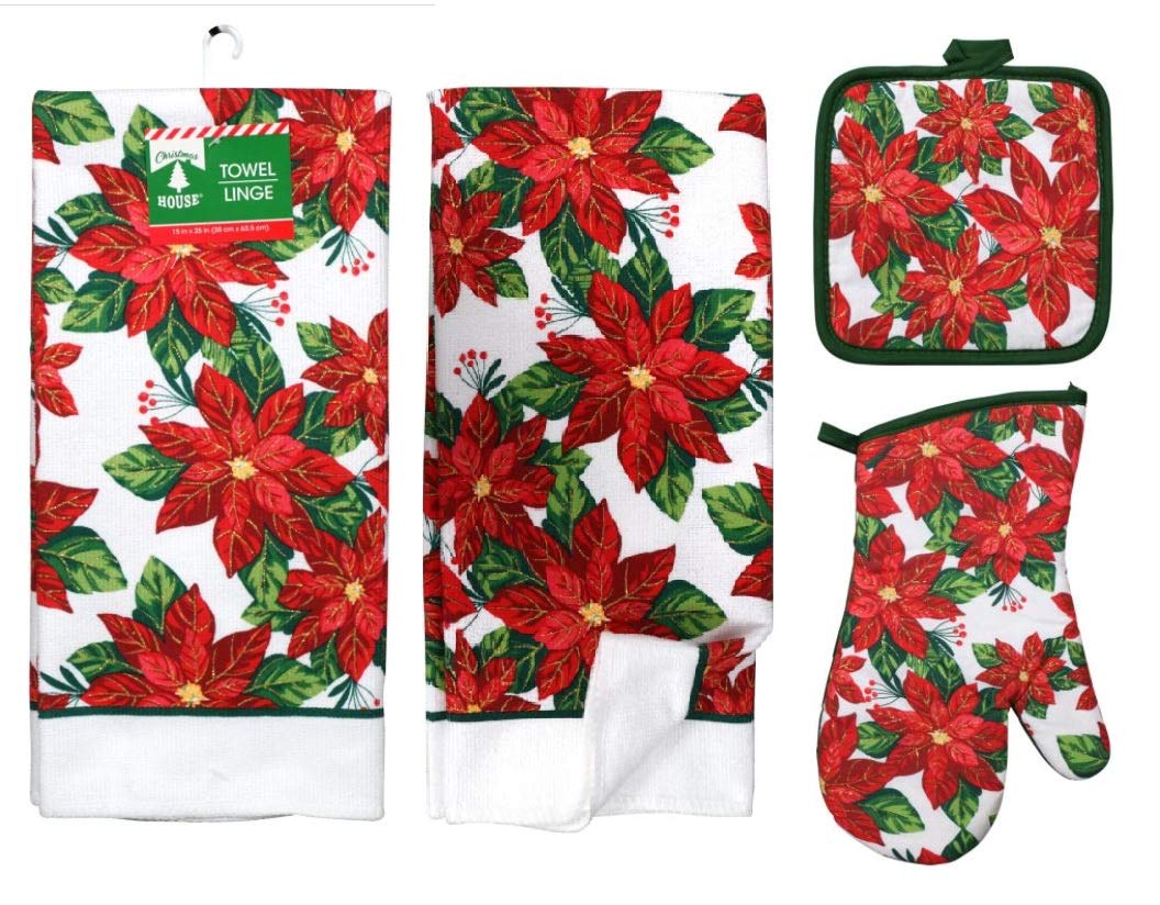 Greenbrier Poinsettia: toallas de cocina suaves y absorbentes para secar manos.