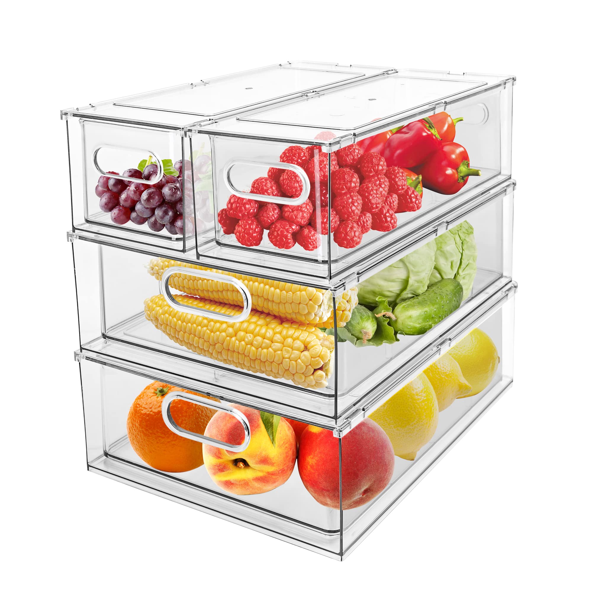 Greenby organizador de refrigerador con cajón deslizante grande, acceso fácil y clasificación rápida.
