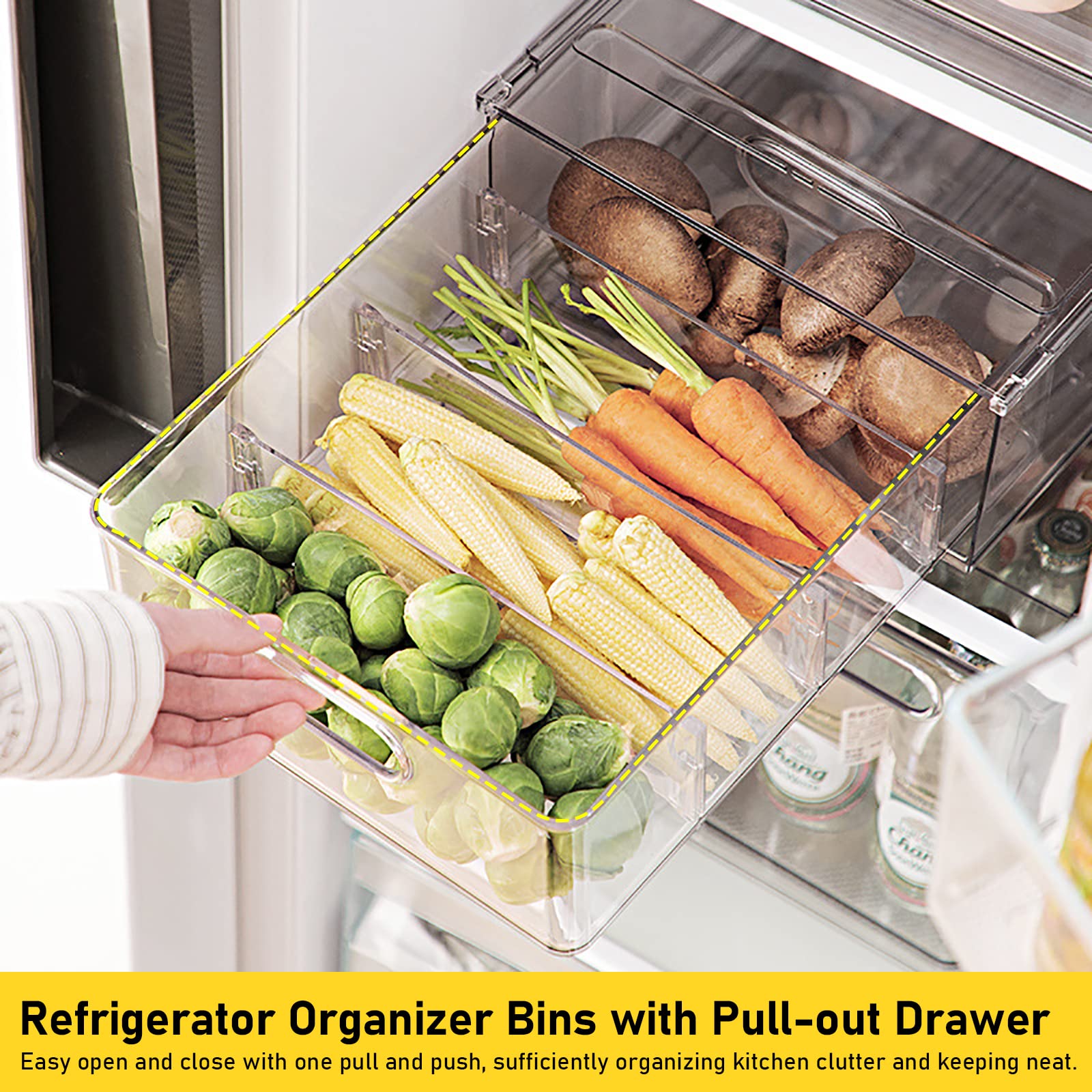 Greenby organizador de refrigerador con cajón deslizante pequeño, ideal para frutas y lácteos.