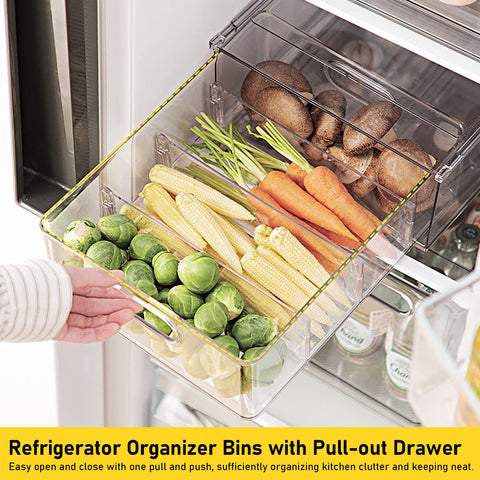 Greenby organizador de refrigerador con cajón deslizante pequeño, ideal para frutas y lácteos.