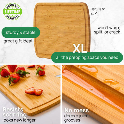Diseño reversible de Greener Chef para cortar y servir con versatilidad.