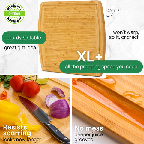 Greener Chef tabla de cortar bambú XL20x15 perfecta para cortar carnes con seguridad