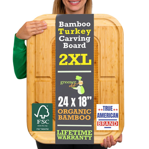 Tabla Greener Chef de bambú 24 pulgadas para cortar grandes piezas con seguridad.