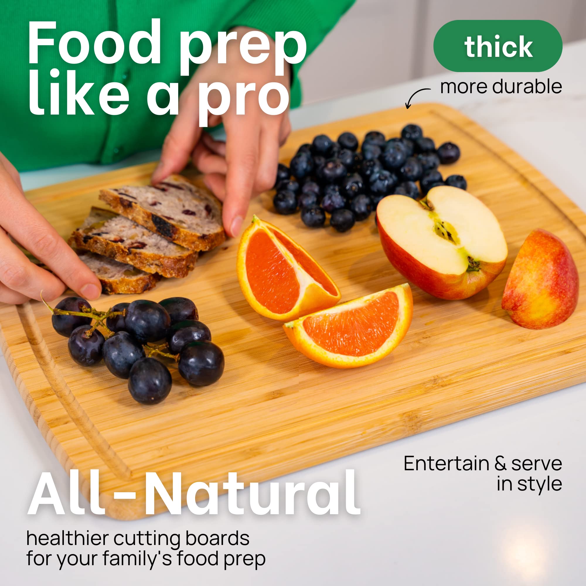 Greener Chef: tabla para carnes y verduras, diseño estable para cortes.