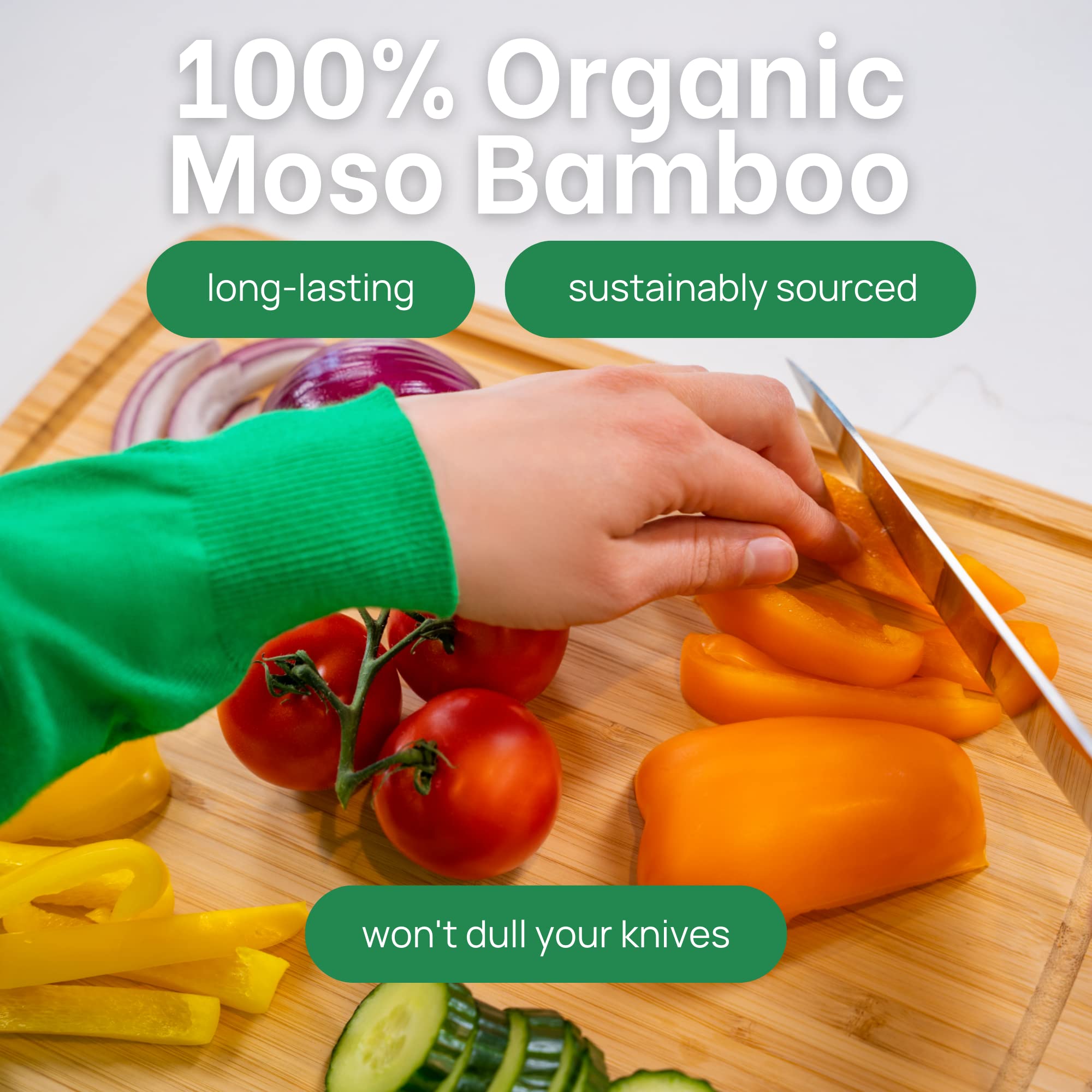 Greener Chef: tabla para charcutería en bambú, ideal para servir quesos y embutidos.