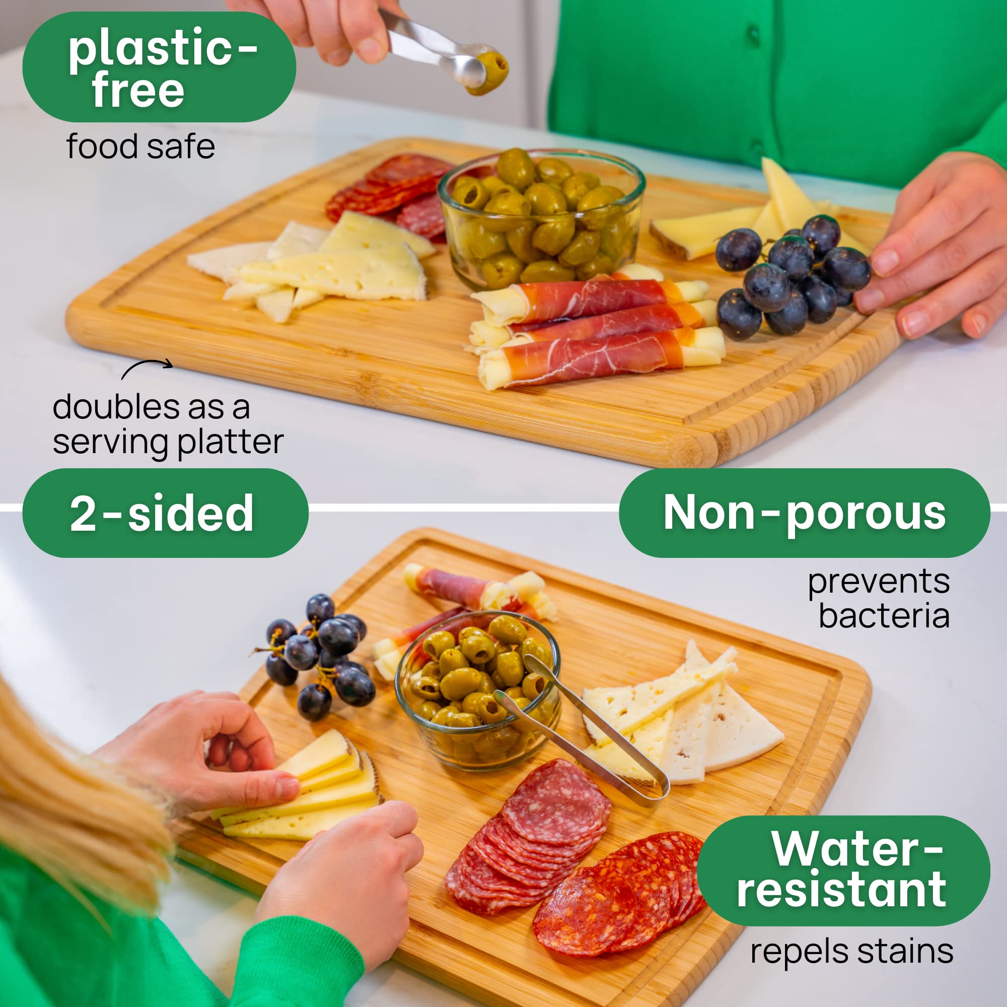 Greener Chef: superficie de bambú para presentar frutas y verduras con estilo.
