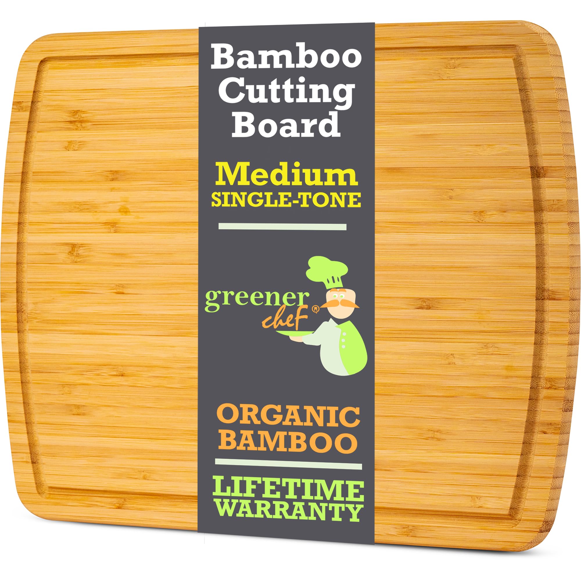 Greener Chef: tabla de bambú para uso diario, tamaño medio y manejo cómodo.