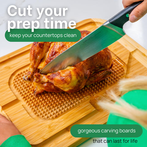 Greener Chef reposo de carne en tabla para servir