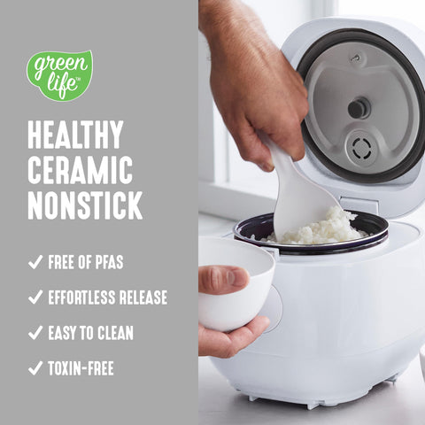 GreenLife Arrocera Digital con recubrimiento cerámico sin PFAS para cocinar con tranquilidad.