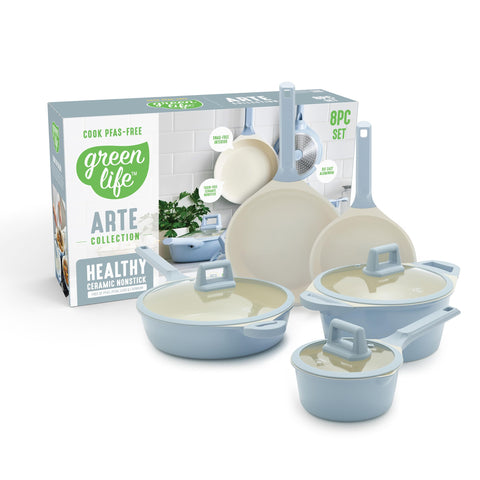 GreenLife juego cerámico sarten 8 pulgadas, antiadherente para saltear fácilmente.