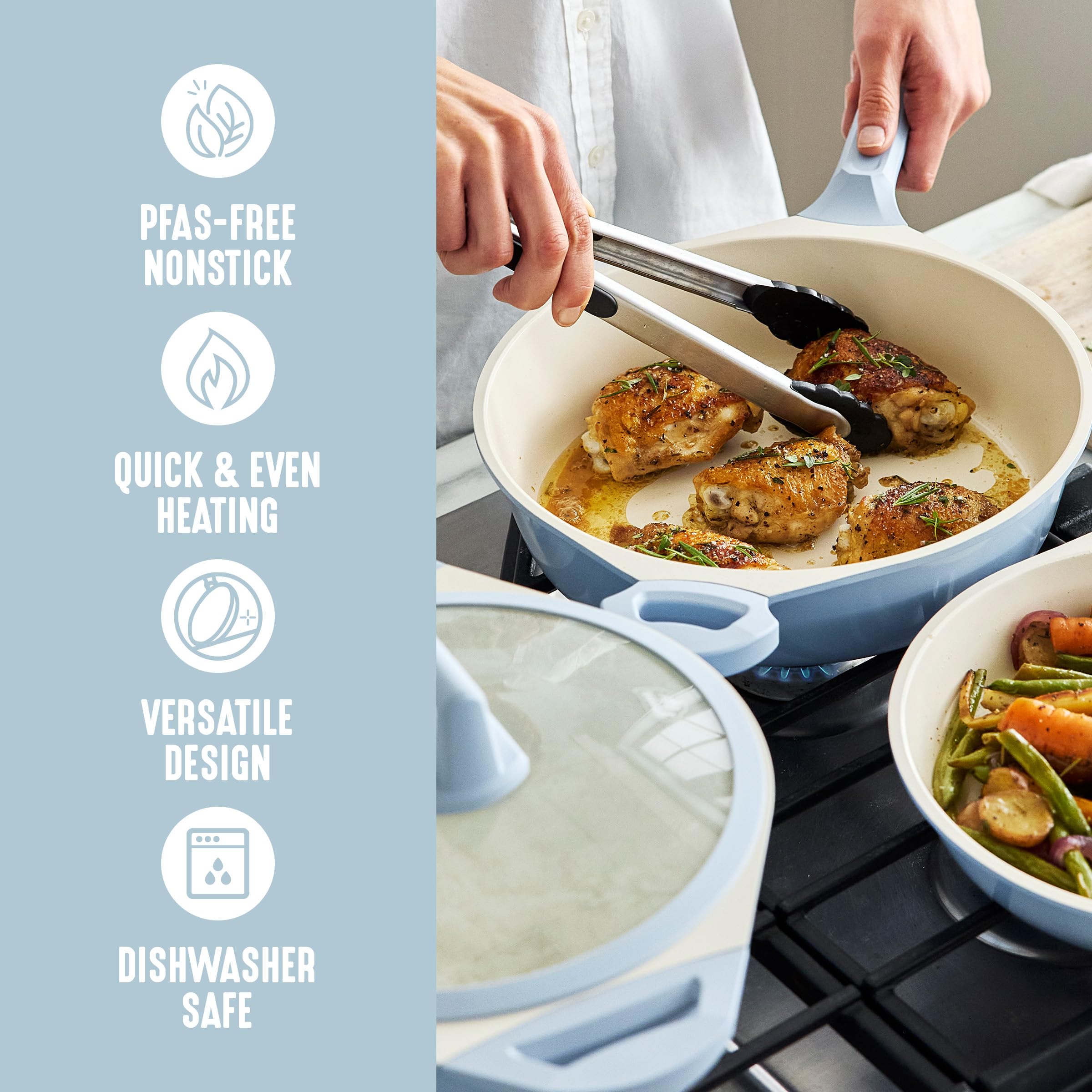 GreenLife sartén-salteado-4-12qt-tapa: salteados rápidos con control de calor.