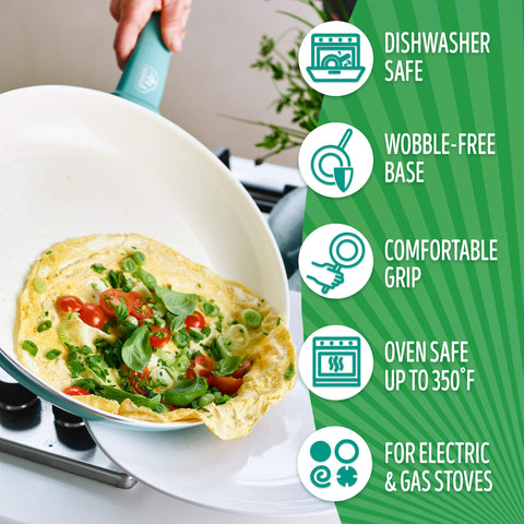 GreenLife sartén de 9.5 pulgadas: cobertura amplia para salteados.