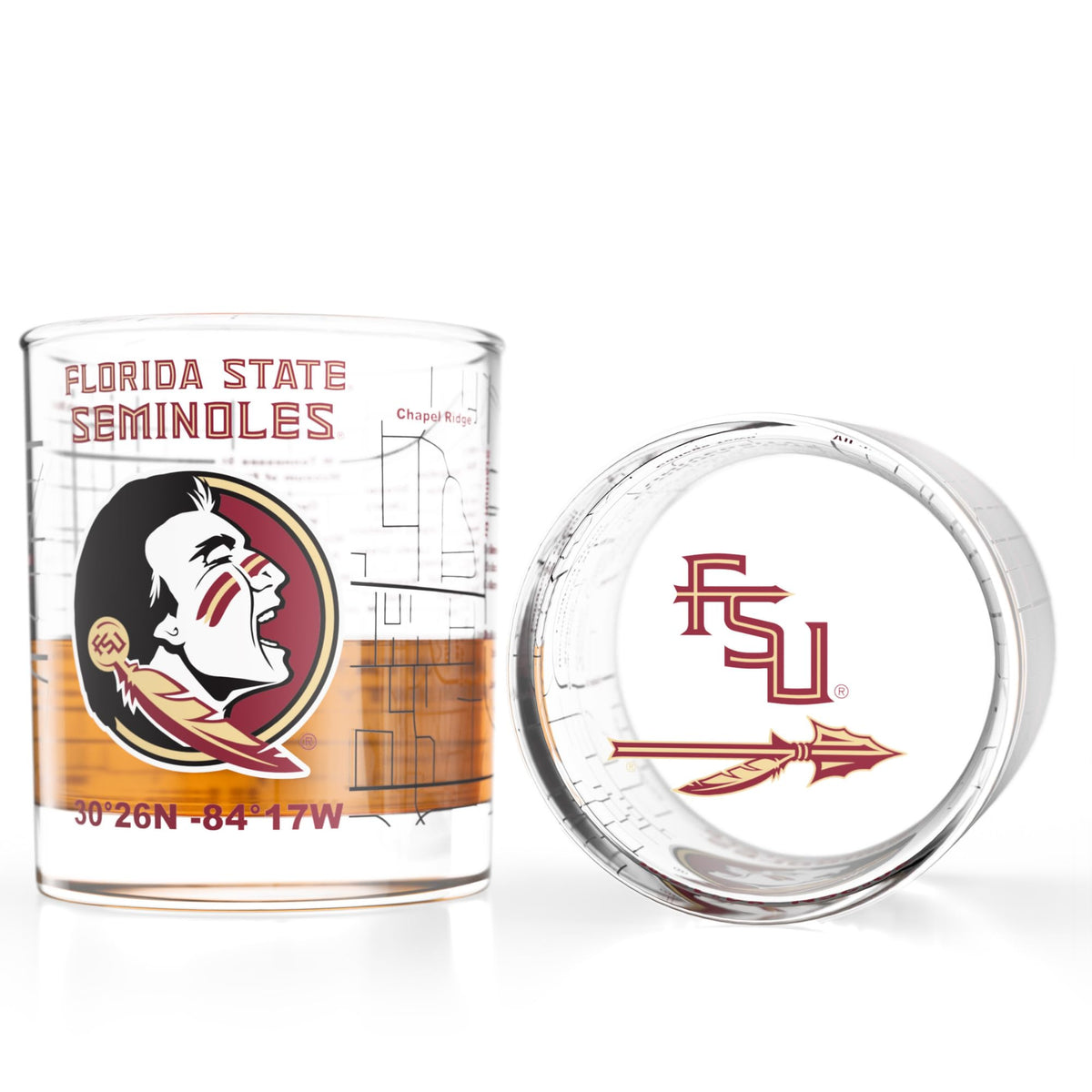 Copa de whisky Greenline Goods con logotipo colorido, ideal para fans Seminoles