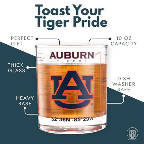 Vaso Greenline Goods con mapa del campus Auburn, ideal para nostalgia universitaria en casa