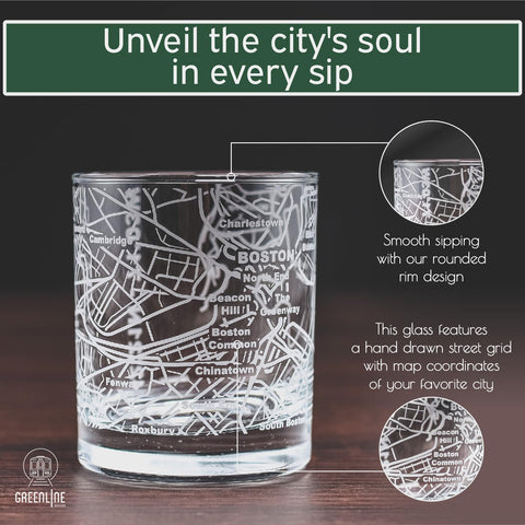Regalo único Greenline Goods vaso con mapa detallado de barrio favorito