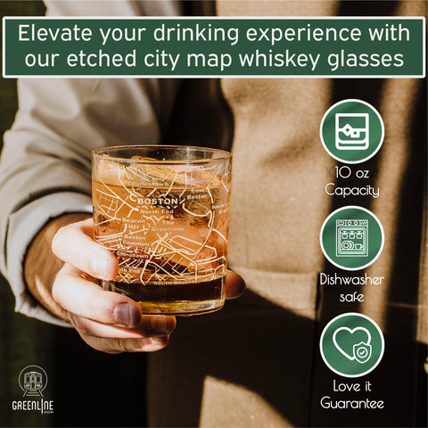 Vaso Greenline Goods con mapa envolvente, perfecto para bourbon artesanal
