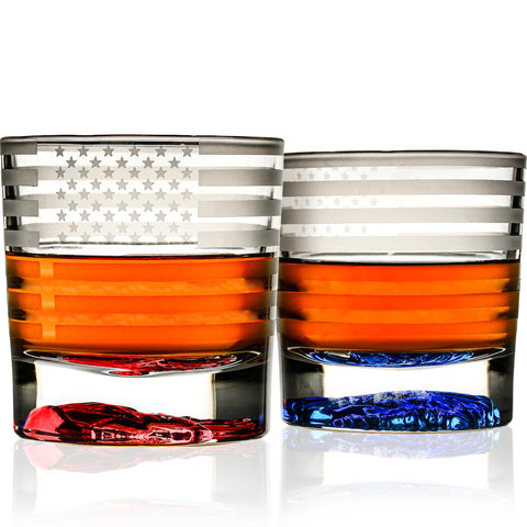 Vasos Greenline Goods con bandera americana y águila en el fondo, perfecto para decor patriótica.