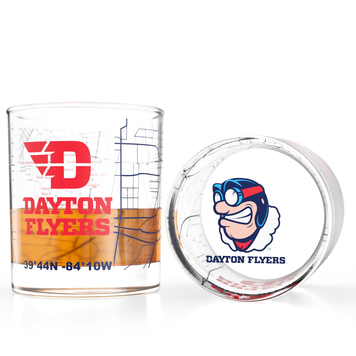 Vasos Greenline Goods con logo a color y mapa del campus de la Universidad de Dayton para fans.