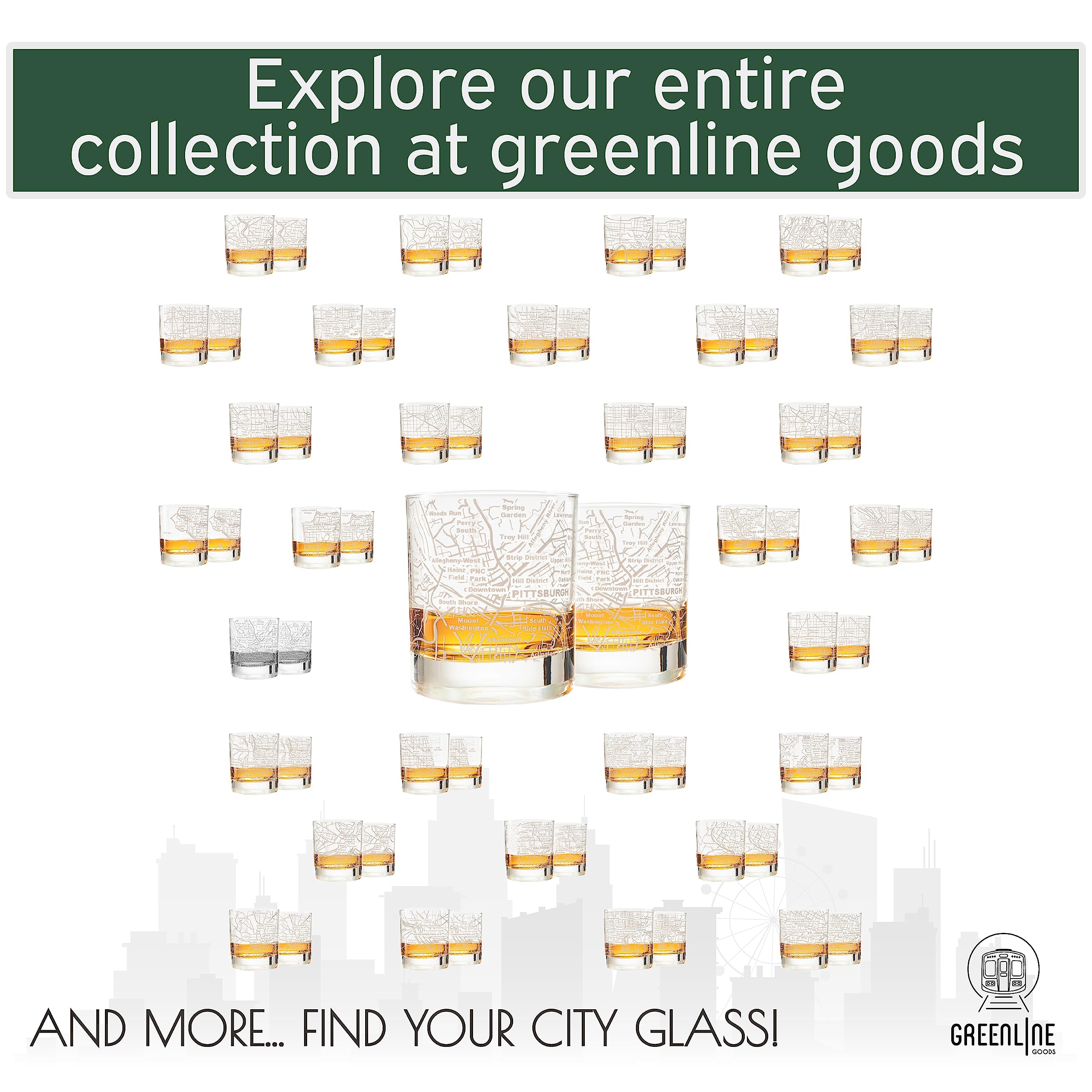 Vasos Greenline Goods para cócteles clásicos como Old Fashioned o bourbon.