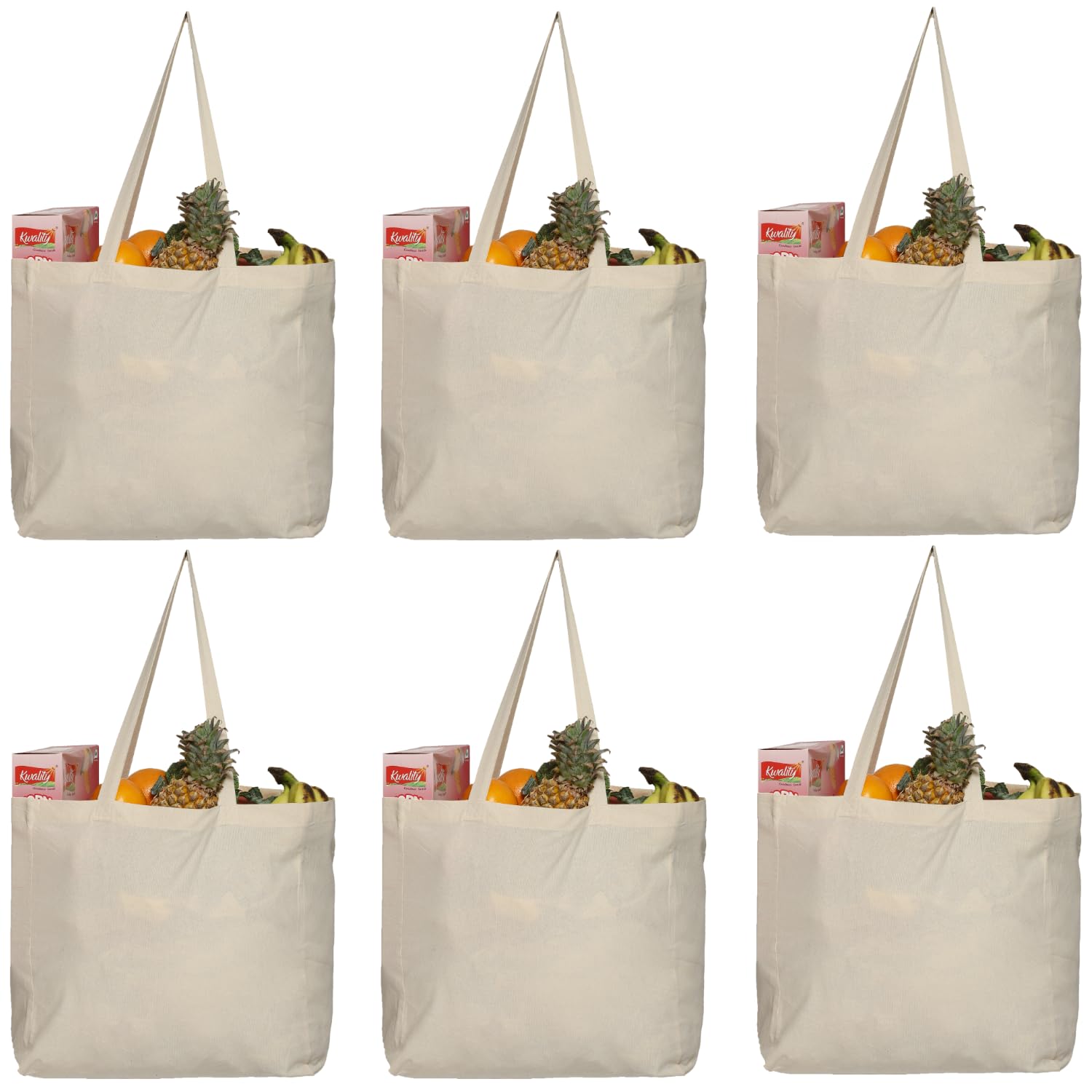 Greenmile bolsas de mercado en lona de algodón, juego de 6 para compras sostenibles.