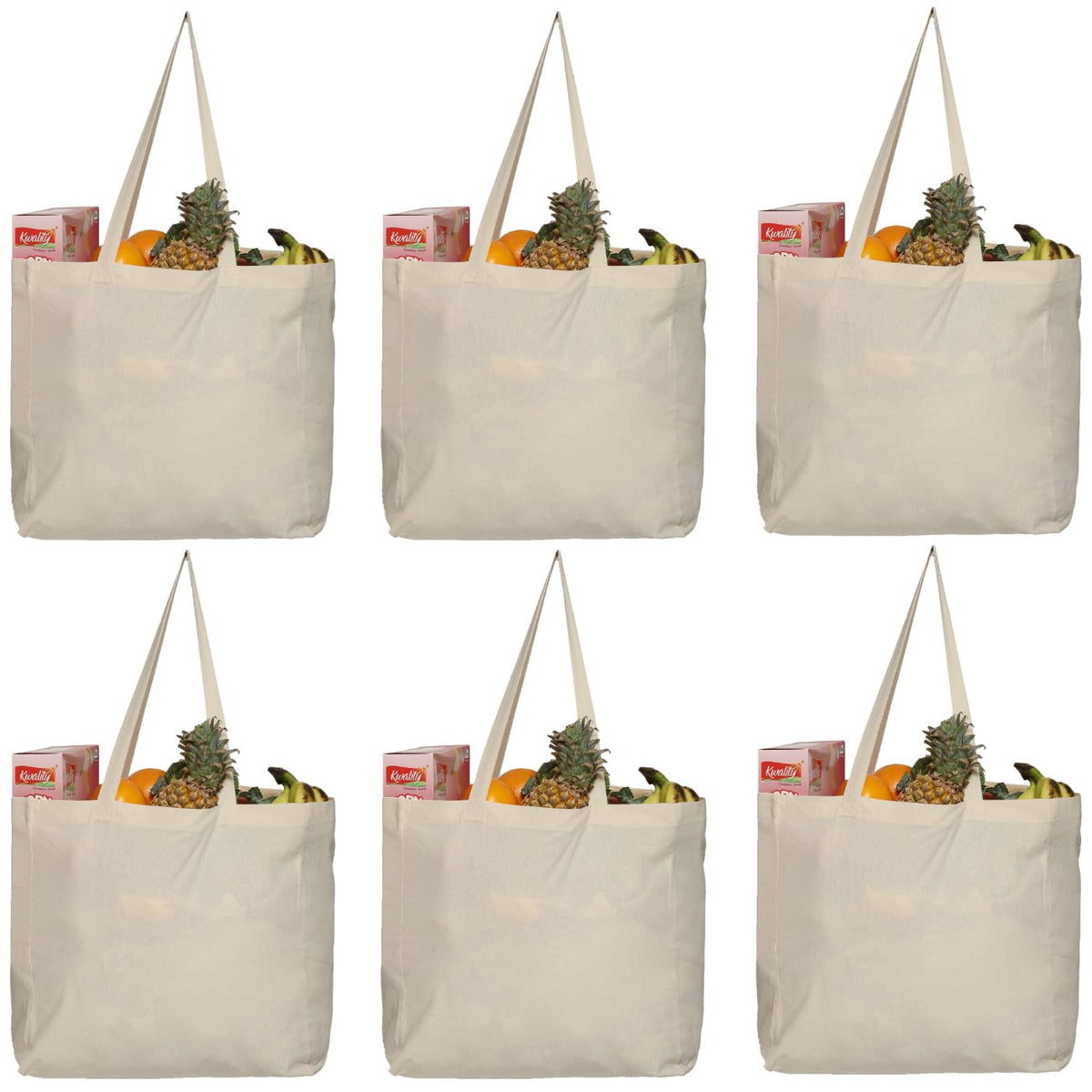 Greenmile bolsas de mercado en lona de algodón, juego de 6 para compras sostenibles.
