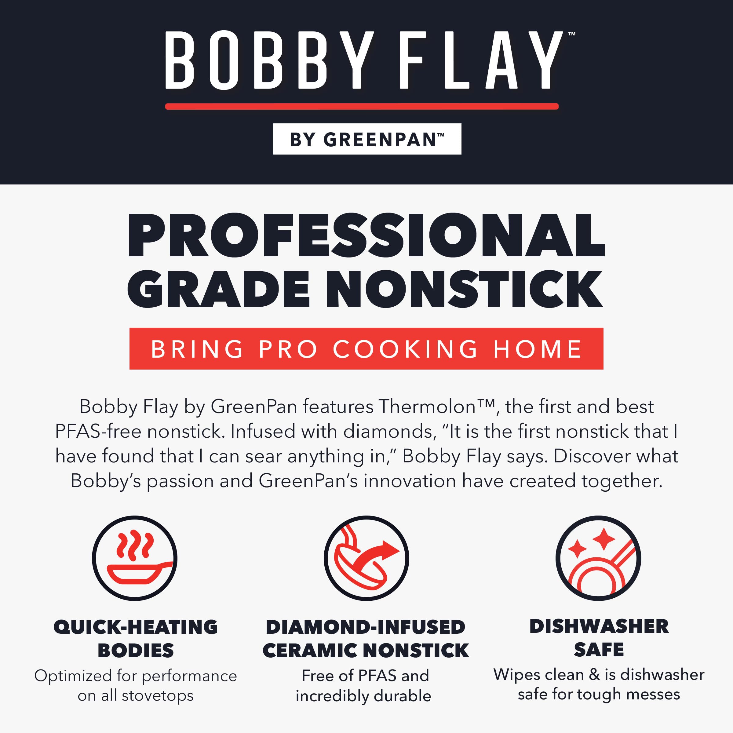 Diseño azul marino de GreenPan x Bobby Flay para estilo en cocina