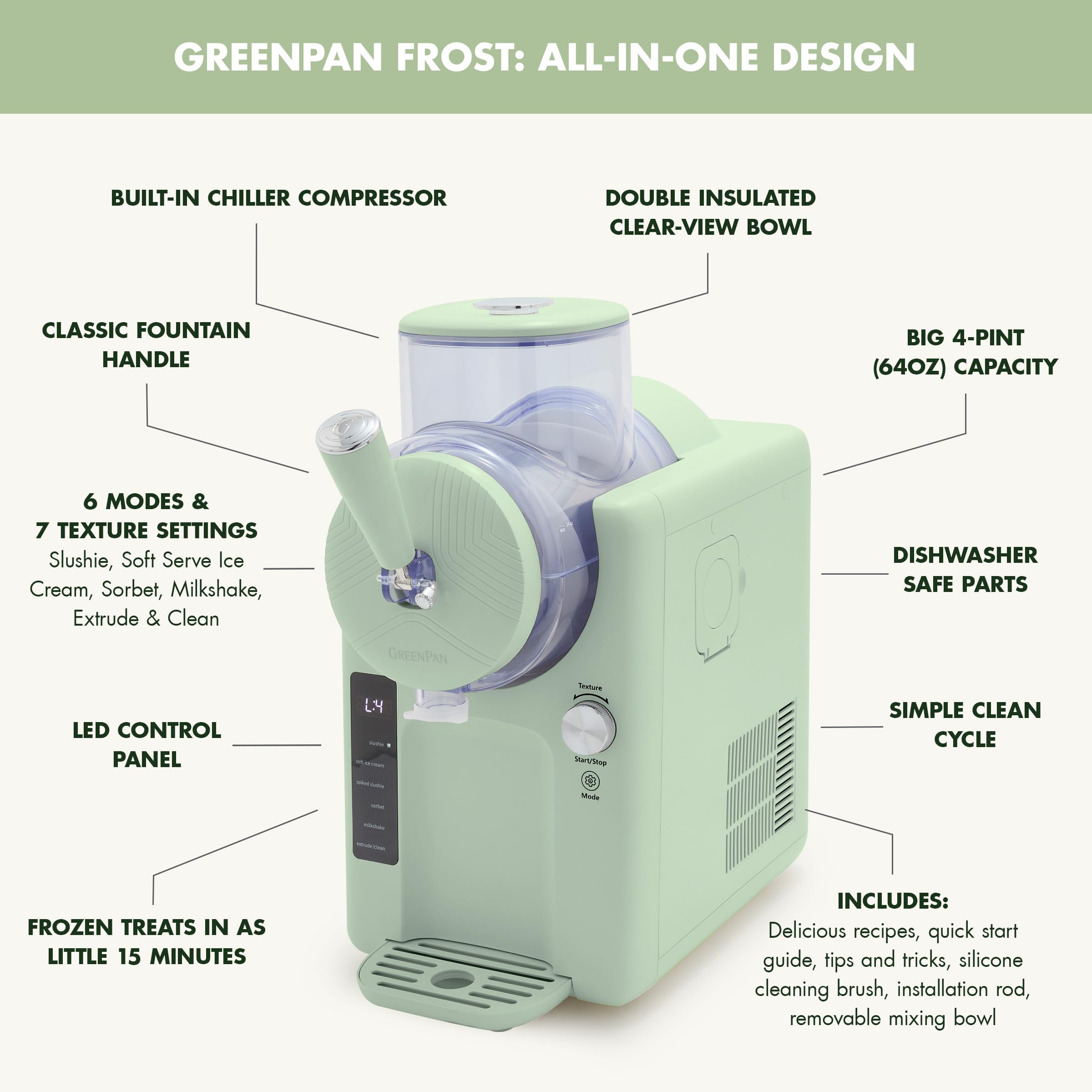GreenPan Frost: capacidad familiar de 64 onzas para porciones para todos