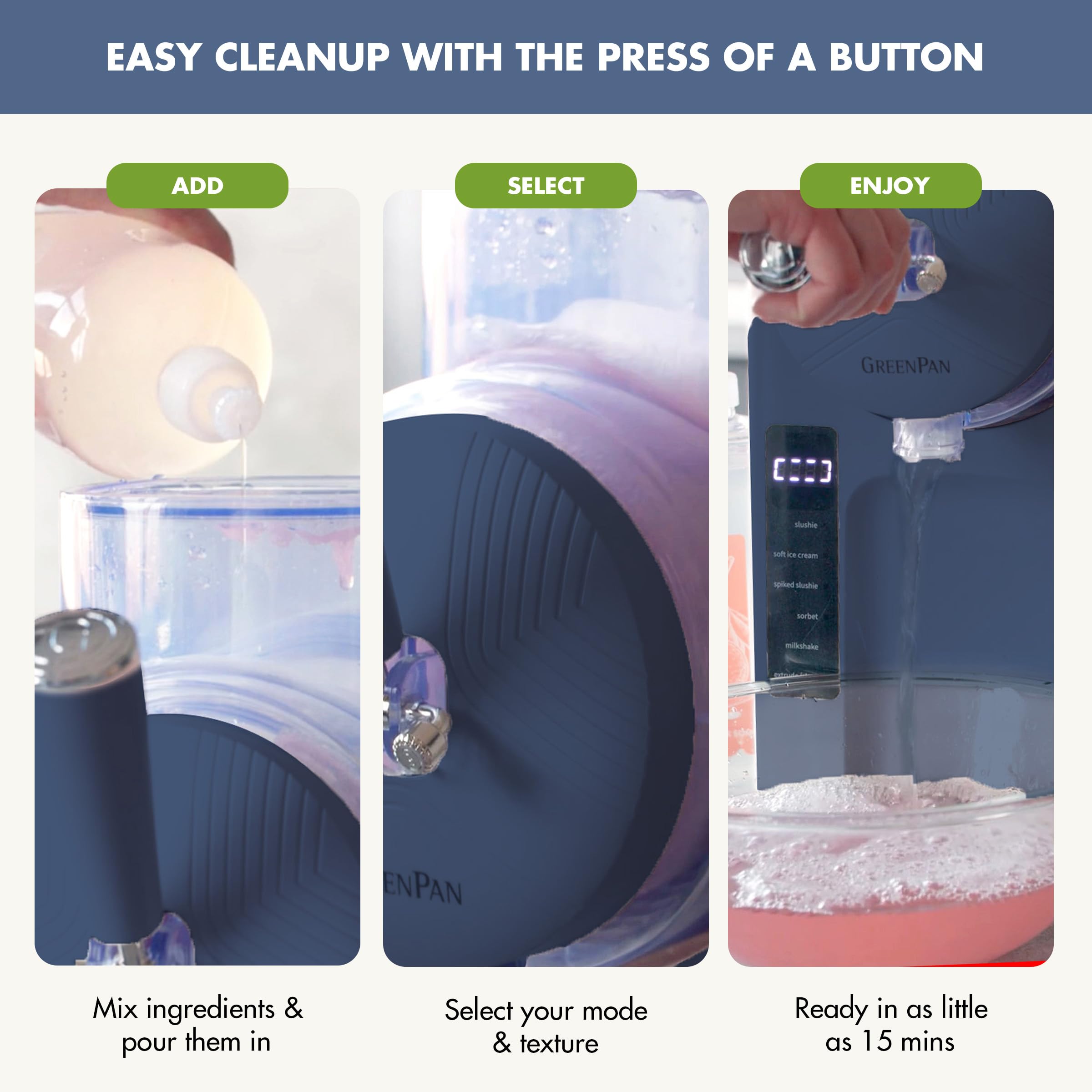 GreenPan Frost dispensador preciso para porciones uniformes.