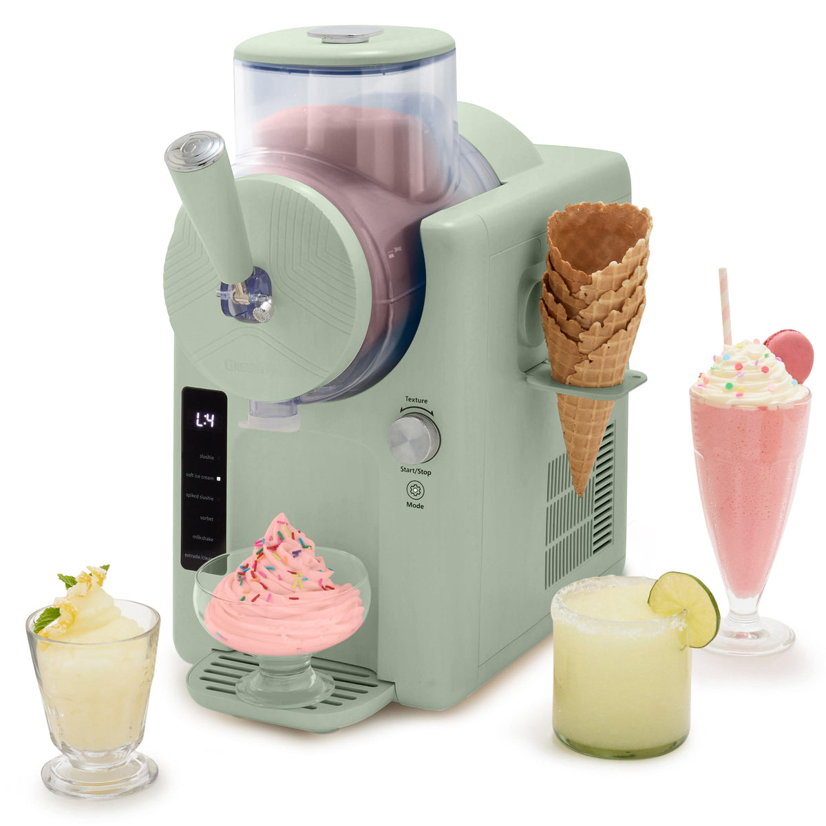 GreenPan Frost: vista frontal de la máquina lista para postres caseros
