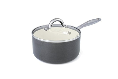 GreenPan Lima 3D 2 Quart cazo con tapa de vidrio para vigilar la cocción sin perder calor.