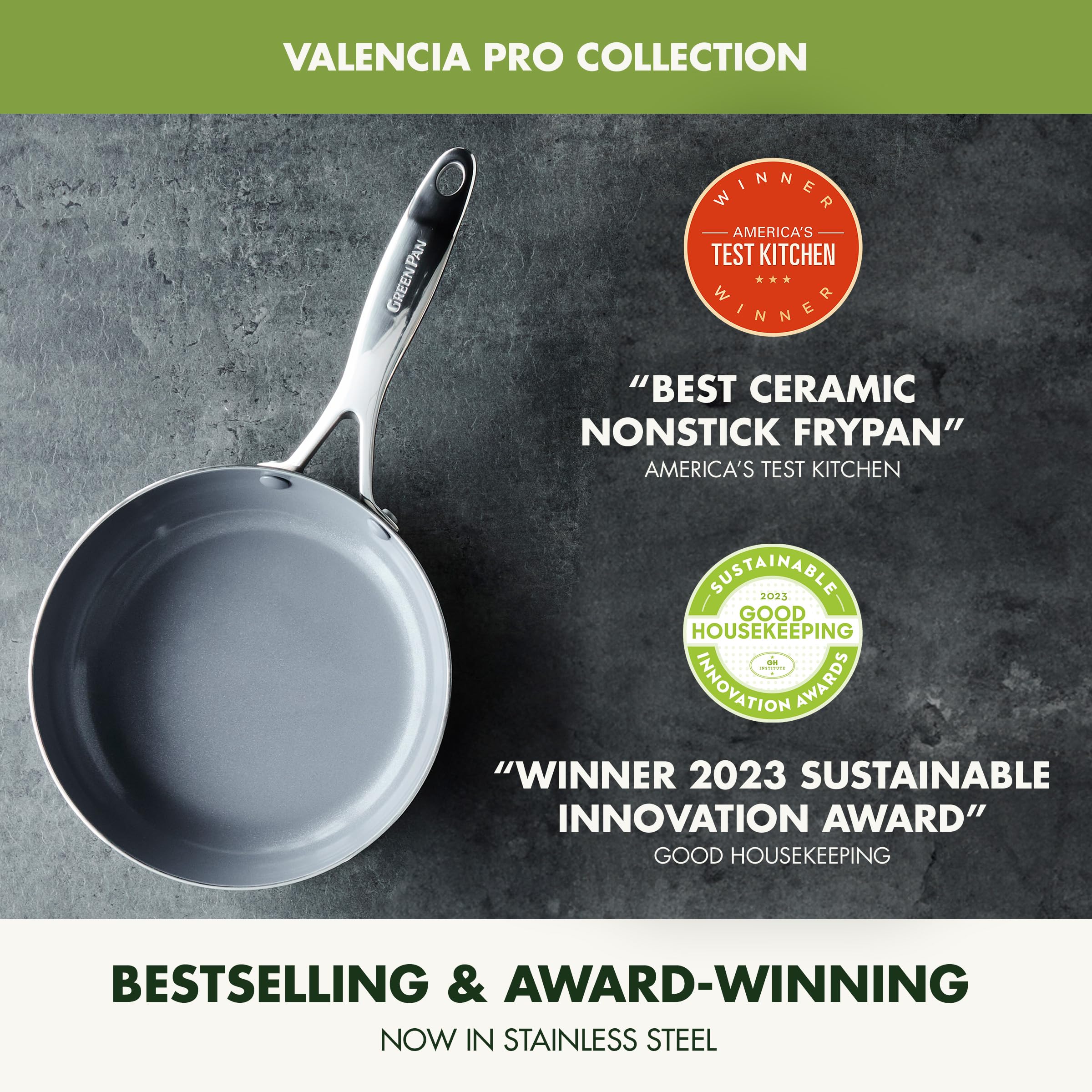 GreenPan Valencia Pro acabado espejo aporta estilo y rendimiento.