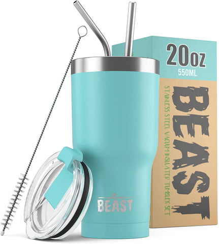 Greens Steel Beast 20oz en aguamarina, exterior resistente para uso diario.