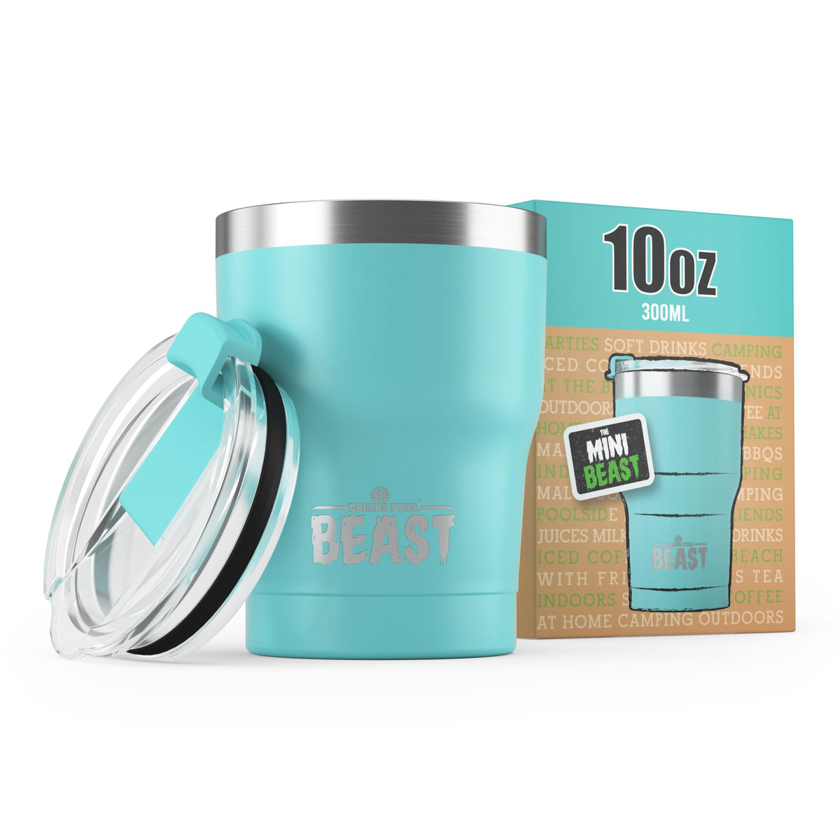 Greens Steel Beast 10oz, vaso aguamarina para llevar y mantiene la temperatura